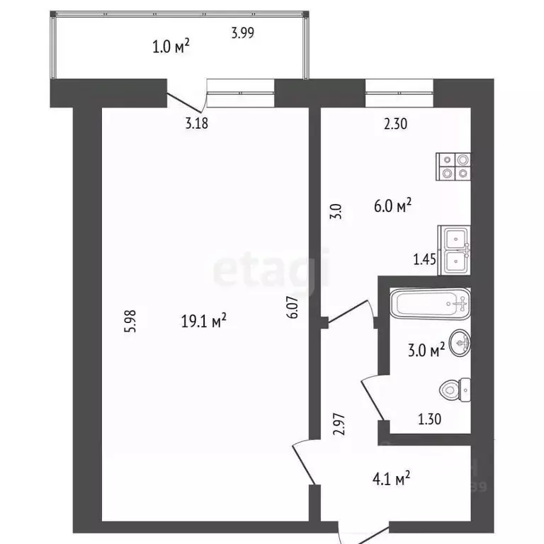 1-к кв. Башкортостан, Стерлитамак Коммунистическая ул., 43 (32.2 м) - Фото 1
