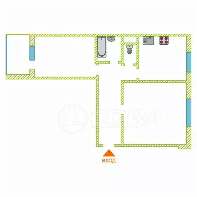 2-к кв. Тюменская область, Тюмень ул. Арктическая, 1к1 (52.9 м) - Фото 2