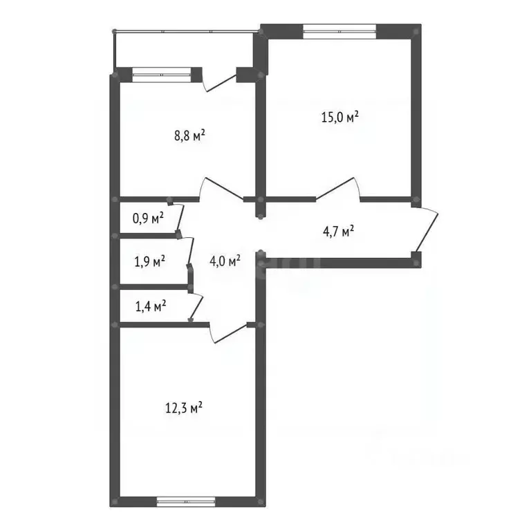 2-к кв. Амурская область, Свободный Кирпичный пер., 73 (49.0 м) - Фото 2