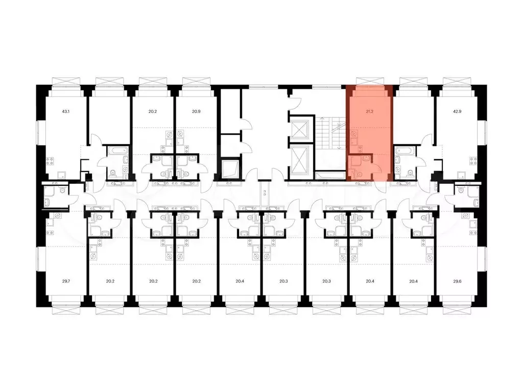 Квартира-студия, 21,2 м, 7/9 эт. - Фото 1