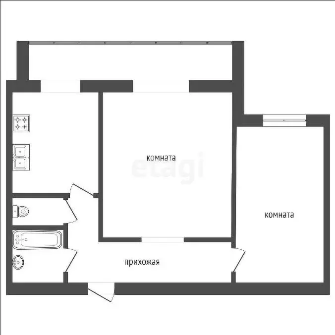 2-комнатная квартира: Абакан, улица Щетинкина, 59 (46.3 м) - Фото 1