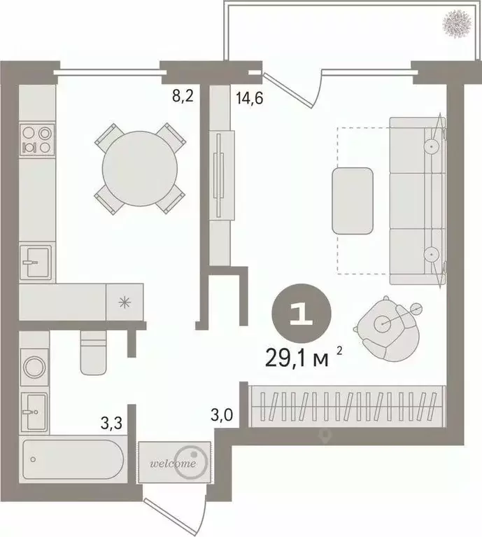 1-к кв. Курганская область, Курган Заозерный жилрайон, 1-й мкр, ул. ... - Фото 2