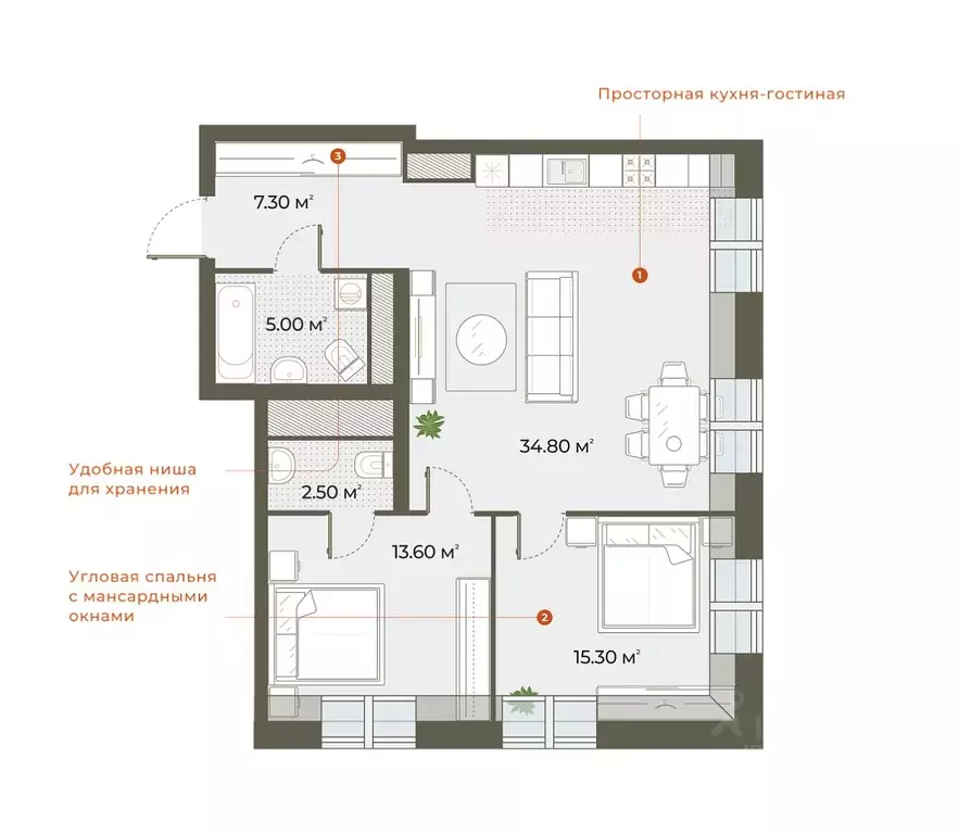 2-к кв. Санкт-Петербург Зеленогорская ул., 3 (78.5 м) - Фото 0