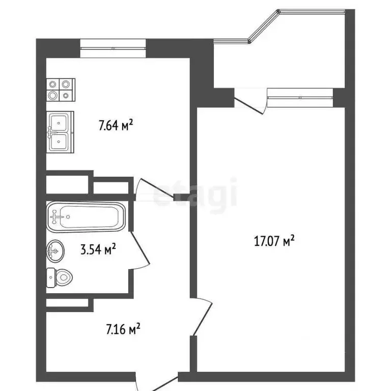 1-к кв. Костромская область, Кострома Южная ул., 30 (35.6 м) - Фото 1