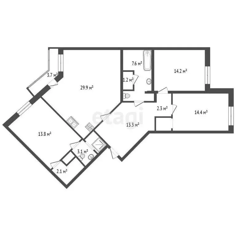 4-комнатная квартира: Санкт-Петербург, проспект Славы, 52к1 (104.4 м) - Фото 1