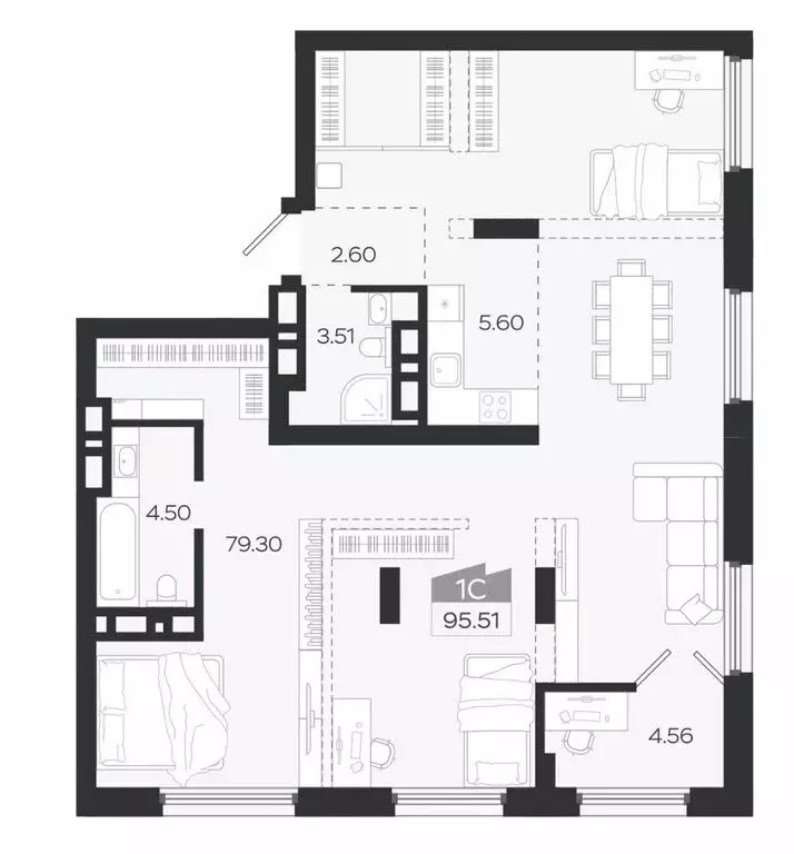 4-комнатная квартира: Томск, проспект Ленина, 206А (95.5 м) - Фото 1