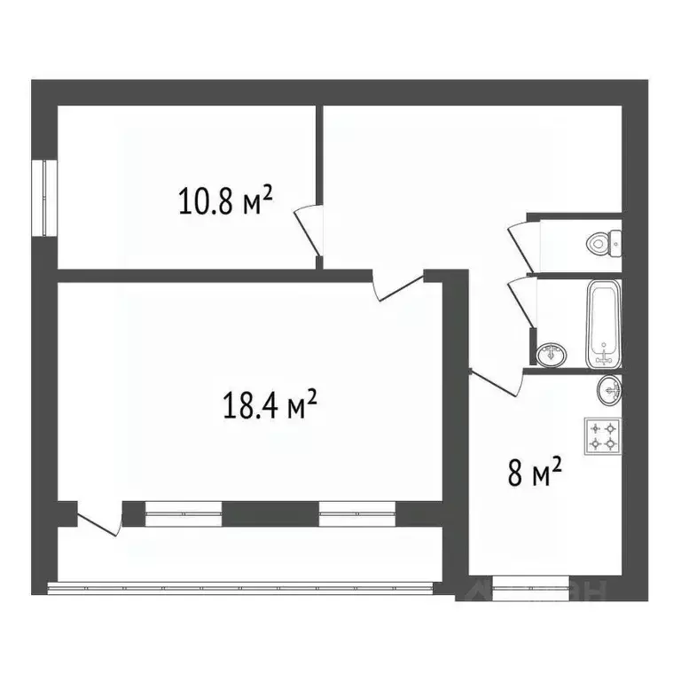 2-к кв. Ивановская область, Иваново ул. Дзержинского, 2 (50.4 м) - Фото 1