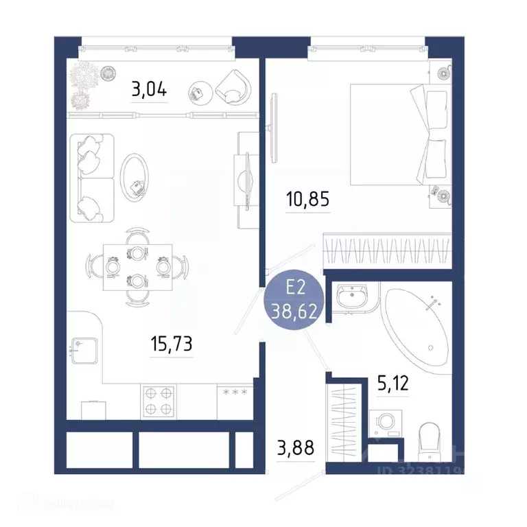1-к кв. Рязанская область, Рязанский муниципальный округ, с. Дядьково ... - Фото 2