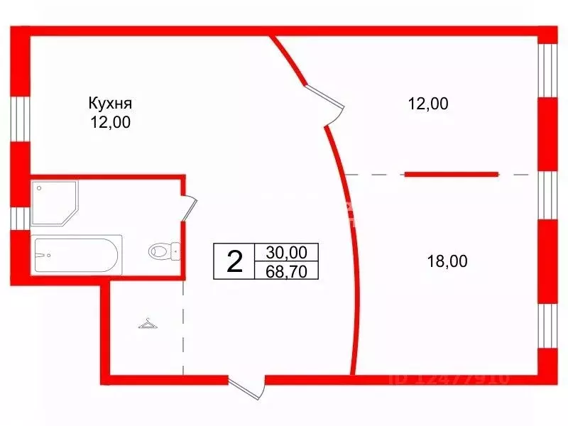 2-к кв. Санкт-Петербург Морская наб., 31К3 (68.7 м) - Фото 2