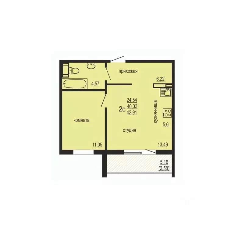 1-к кв. Челябинская область, Челябинский городской округ, пос. ... - Фото 1