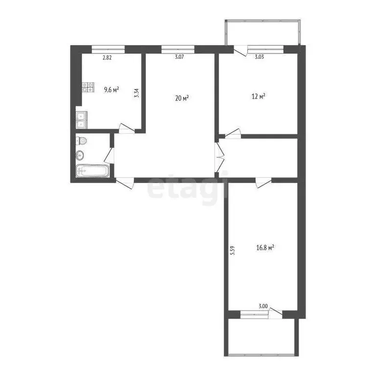 3-комнатная квартира: Пермь, улица Пушкина, 21 (69.4 м) - Фото 0
