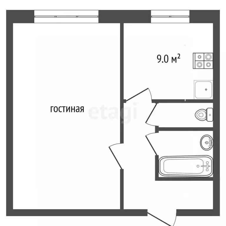 1-к кв. Ямало-Ненецкий АО, Муравленко ул. Муравленко, 12 (38.7 м) - Фото 2