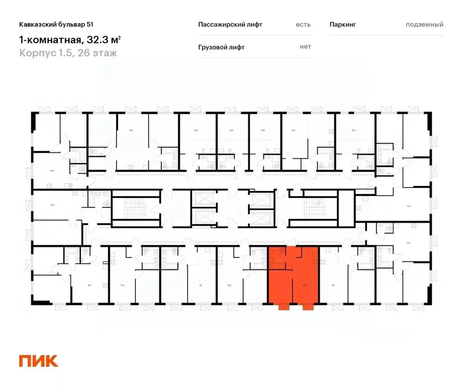 1-к кв. Москва Кавказский Бульвар 51 жилой комплекс, 1.5 (32.3 м) - Фото 1