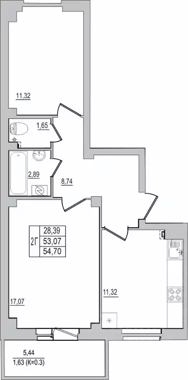 2-к кв. Псковская область, Псков ул. Юности, 32 (54.7 м) - Фото 1