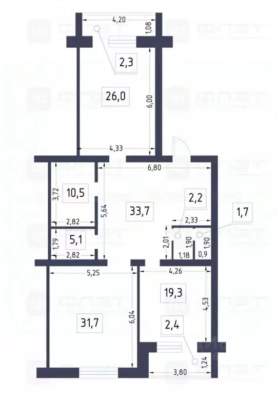 2-к кв. Татарстан, Казань ул. Вишневского, 22 (130.2 м) - Фото 2