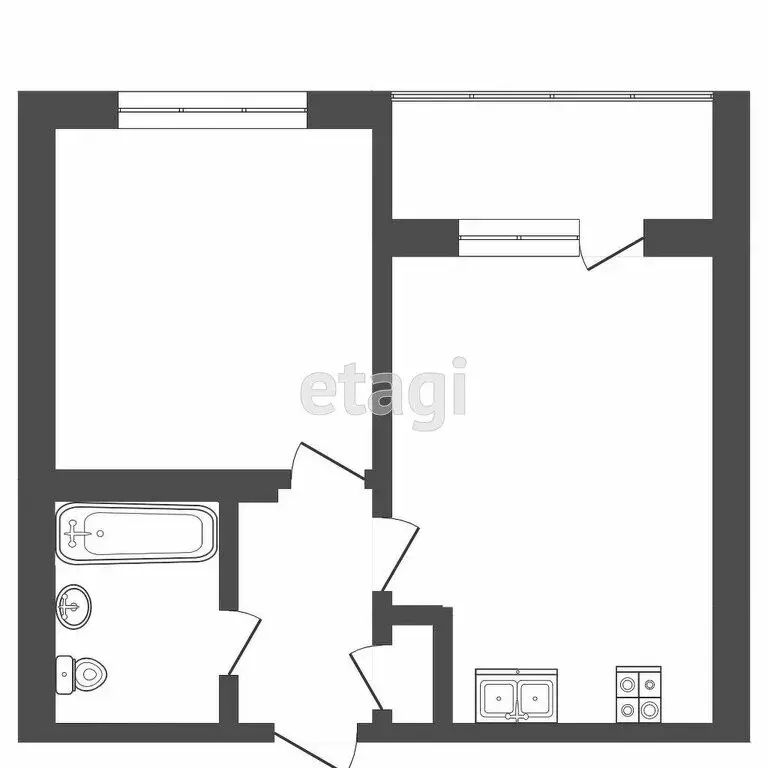 1-комнатная квартира: Тюмень, улица Пожарных и Спасателей, 1к1 (48 м) - Фото 1