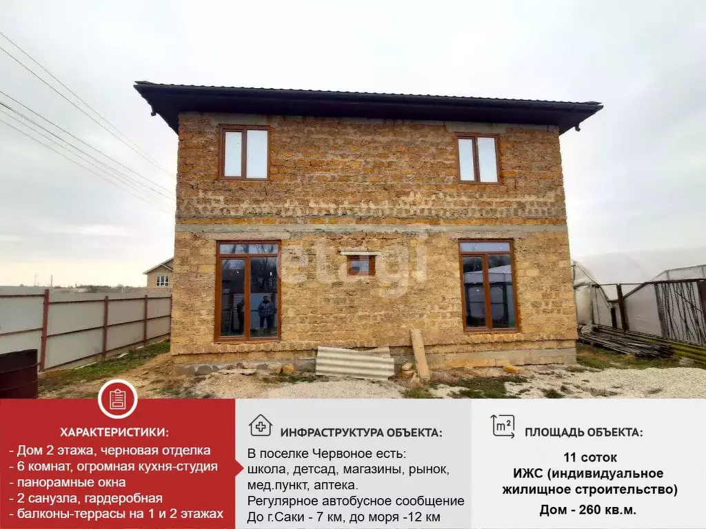 Дом в Крым, Сакский район, Ореховское с/пос, с. Червоное ул. Школьная ... - Фото 1