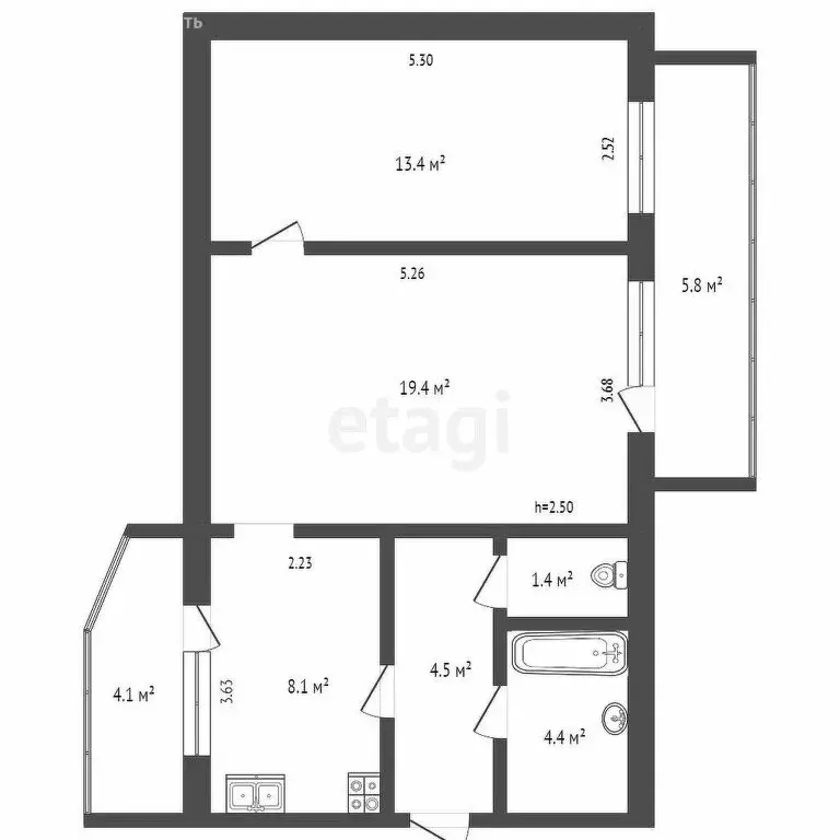 2-комнатная квартира: Ростов-на-Дону, улица Штахановского, 14 (60 м) - Фото 0