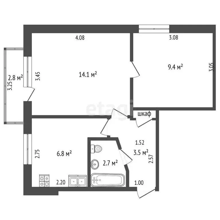 2-комнатная квартира: Эльбан, 2-й микрорайон, 1 (36.7 м) - Фото 0