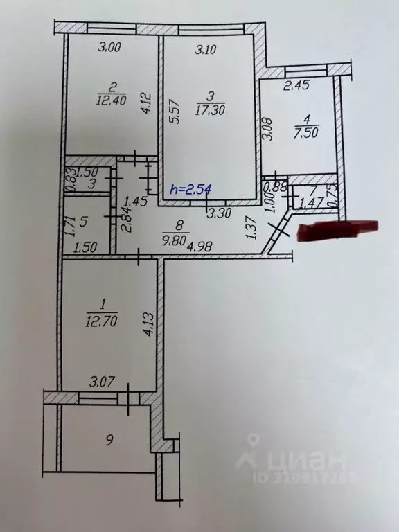 3-к кв. Чувашия, Чебоксары просп. 9-й Пятилетки, 32 (69.0 м) - Фото 2