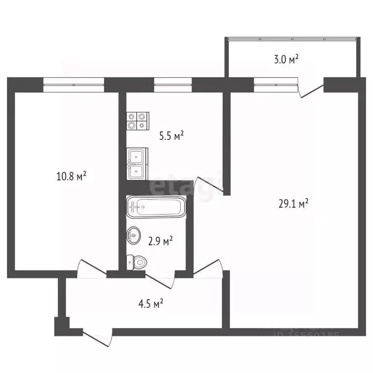 2-к кв. Самарская область, Самара ул. Советской Армии, 145 (42.3 м) - Фото 1