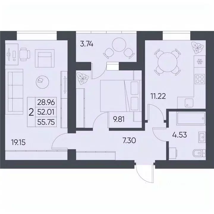 2-к кв. Саратовская область, Татищево рп ул. Михайловская, 13 (55.75 ... - Фото 0