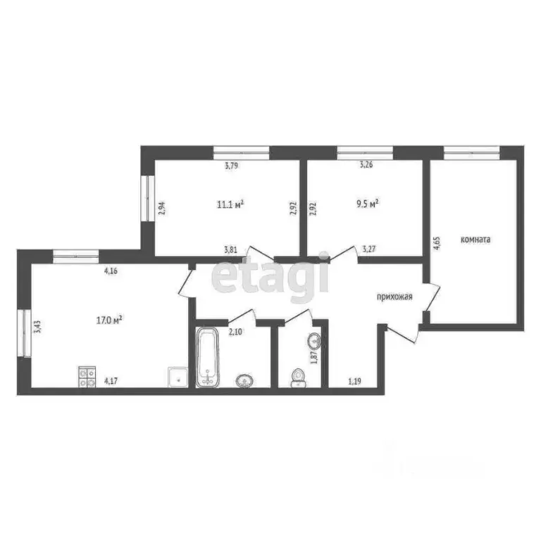 3-к кв. Вологодская область, Вологда ул. Некрасова, 2 (70.0 м) - Фото 2