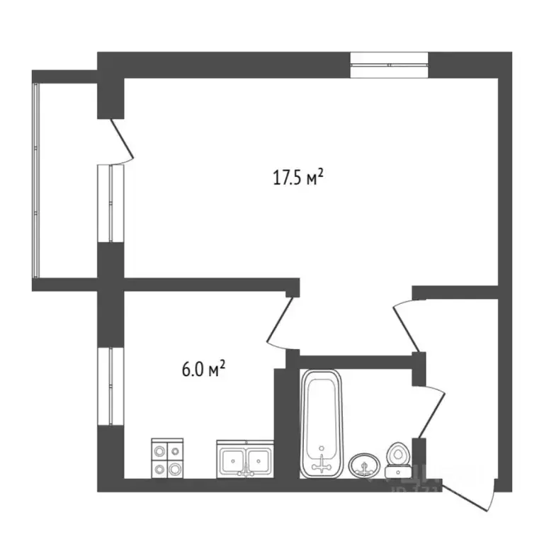 1-к кв. Тюменская область, Тюмень ул. Парфенова, 38 (30.8 м) - Фото 2