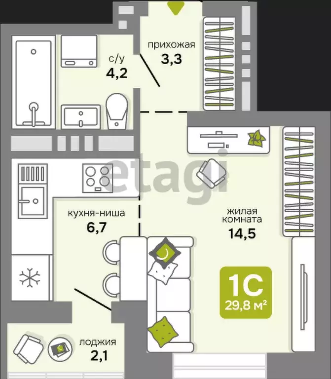 Продаётся квартира-студия, 29.3 м - Фото 0