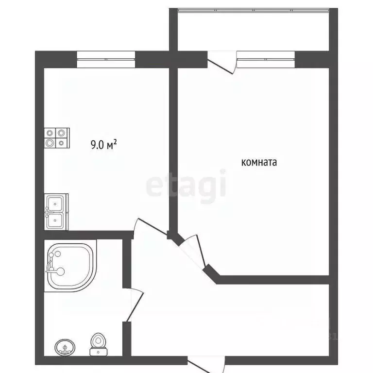 1-к кв. Ростовская область, Ростов-на-Дону 3-я Кольцевая ул., 1а (37.1 ... - Фото 2