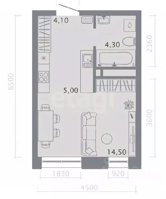 Студия Татарстан, Казань ул. Шишкина (26.3 м) - Фото 2
