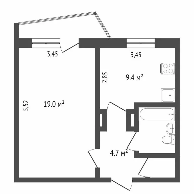 1-комнатная квартира: Омск, 3-я Молодёжная улица, 49 (38 м) - Фото 0