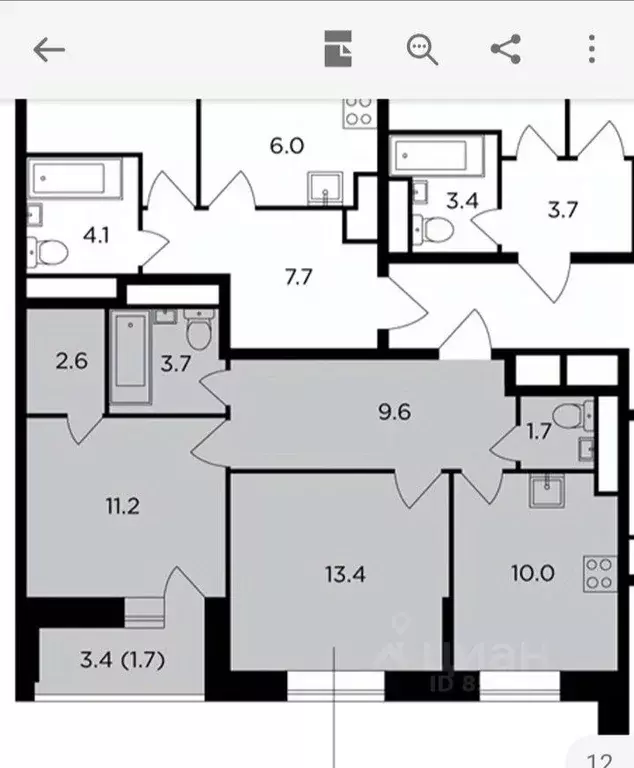 2-к кв. Московская область, Пушкино ул. Просвещения, 12к2 (53.9 м) - Фото 2