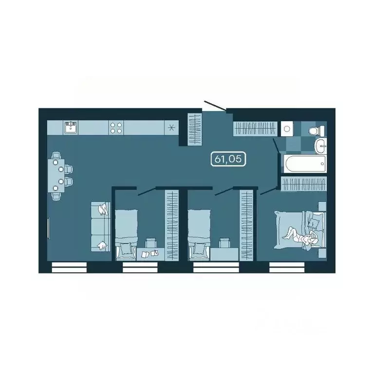 3-к кв. Приморский край, Владивосток ул. Борисенко (61.05 м) - Фото 1