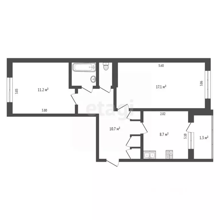 2-к кв. Псковская область, Псков ул. Труда, 49 (53.6 м) - Фото 1