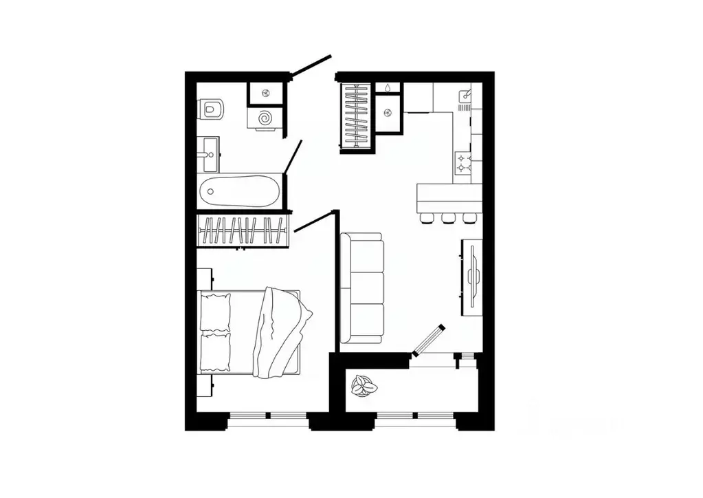 1-к кв. Тульская область, Тула ул. Седова, 26к3 (37.7 м) - Фото 1