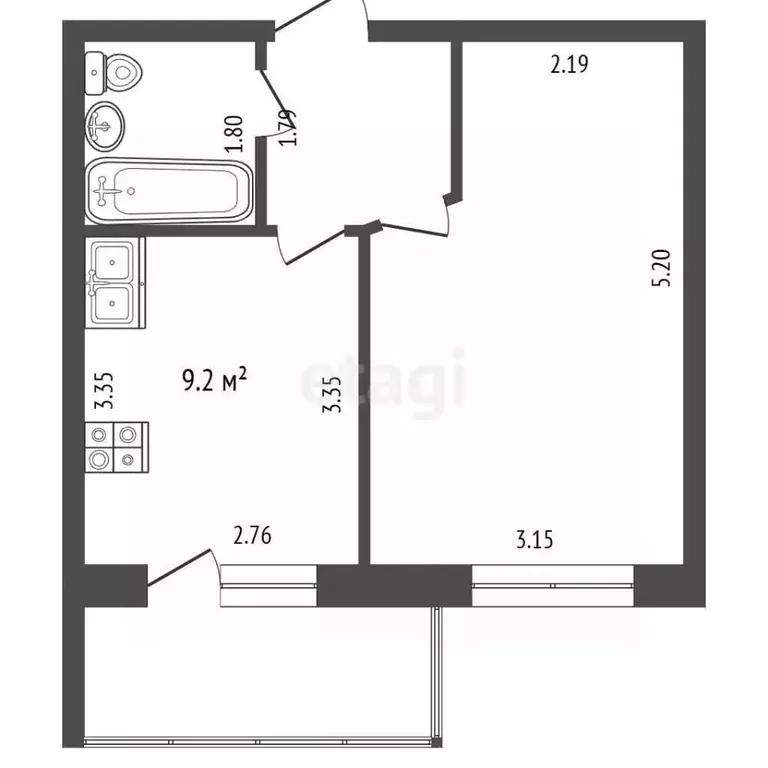 1-к кв. Вологодская область, Вологда Ленинградская ул., 62 (31.0 м) - Фото 2