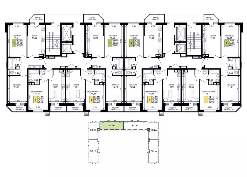 2-к кв. Адыгея, Майкоп  (57.13 м) - Фото 2