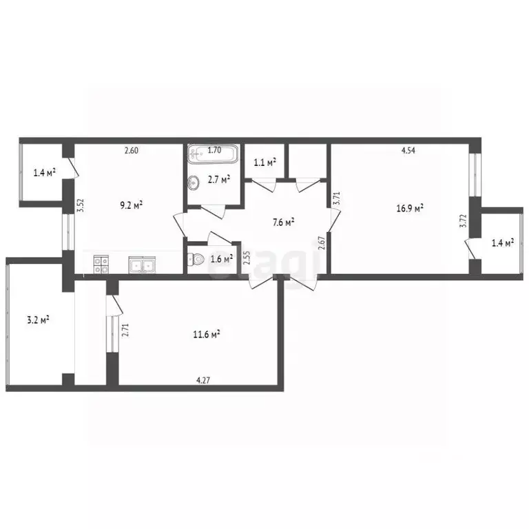 2-к кв. Крым, Саки ул. Строительная (51.5 м) - Фото 2