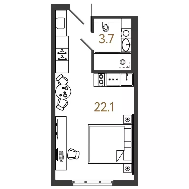Квартира-студия: Санкт-Петербург, Ташкентская улица, 6к2 (25.8 м) - Фото 0
