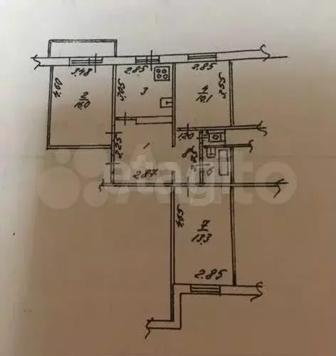 3-к. квартира, 64 м, 8/10 эт. - Фото 0