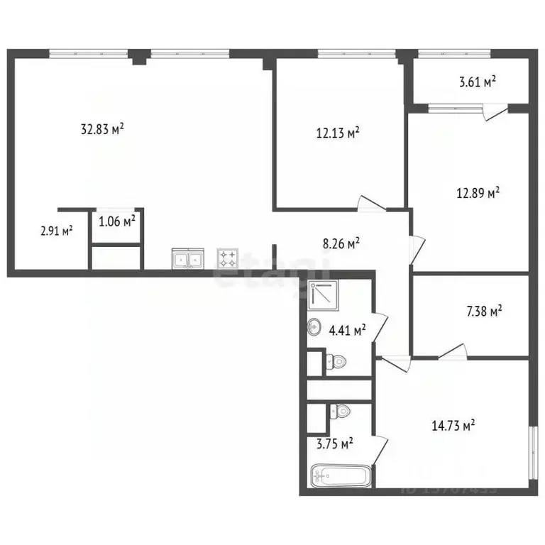 3-к кв. Санкт-Петербург ул. Челюскина, 10 (100.9 м) - Фото 2