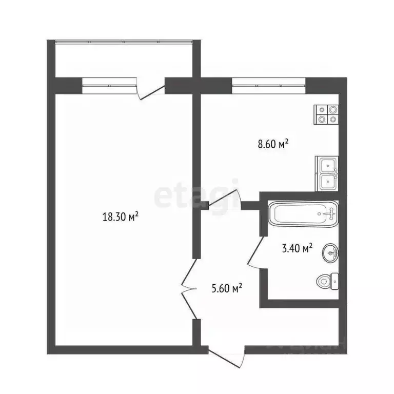 1-к кв. Архангельская область, Архангельск ул. Прокопия Галушина, 26 ... - Фото 2