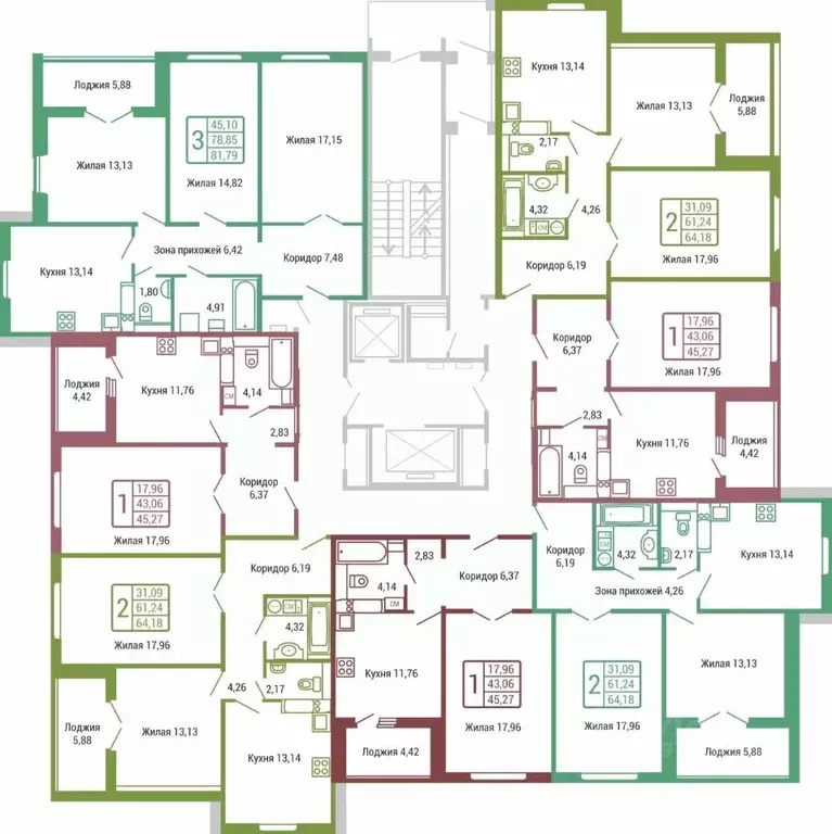 1-к кв. Калужская область, Обнинск ул. Табулевича, 1 (43.1 м) - Фото 2