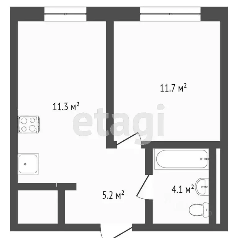 1-к кв. Тюменская область, Тюмень ул. Республики, 204к6 (33.0 м) - Фото 2