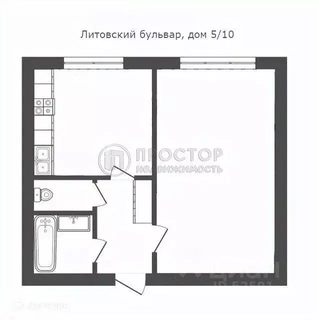 1-к кв. Москва Литовский бул., 5/10 (38.3 м) - Фото 2