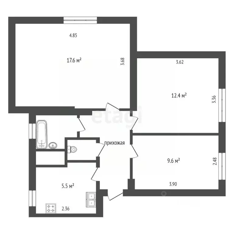 3-к кв. Ивановская область, Иваново Сосновая ул., 1/12 (53.6 м) - Фото 1