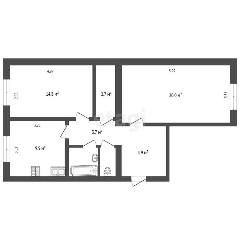 2-комнатная квартира: Новый Уренгой, район Южная Жилая Часть, 2-й ... - Фото 1