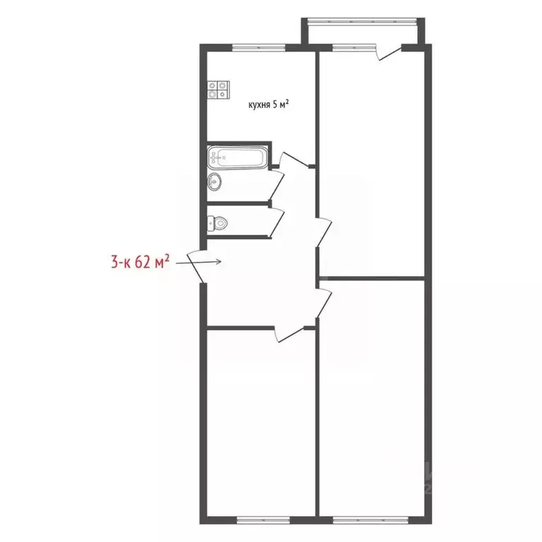 3-к кв. Свердловская область, Среднеуральск Набережная ул., 8 (62.0 м) - Фото 2