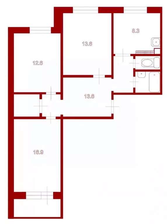 3-к кв. Санкт-Петербург ул. Лени Голикова, 52к5 (73.5 м) - Фото 1